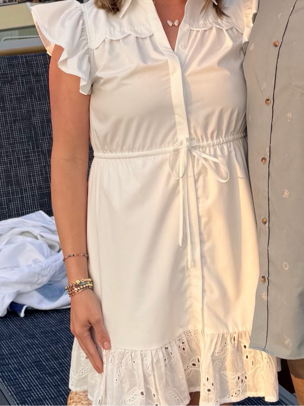 En Saison Women’s White Ruffled Short Sleeve Dress